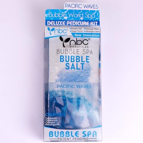 Pedicure Kit Foot Soak Set: Bubble Salt, Sugar Scrub, Massage Mask, Massage Lotion in a Box, 4 Step Foot Spa Kit for Dry Feet, Softens Calluses(1 Set Pacific Waves) - Image 6