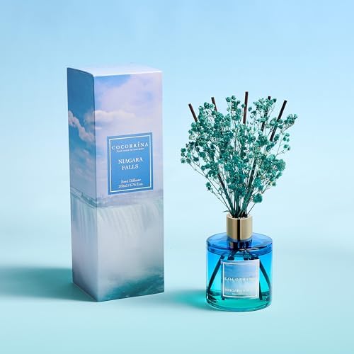 COCORRÍNA Reed Diffuser - Niagara Falls 6.7 Fl.oz Reed Diffuser Set with 8 Sticks & Preserved Baby's Breath, Reed Diffuser for Home Bathroom Shelf Decor - Image 2