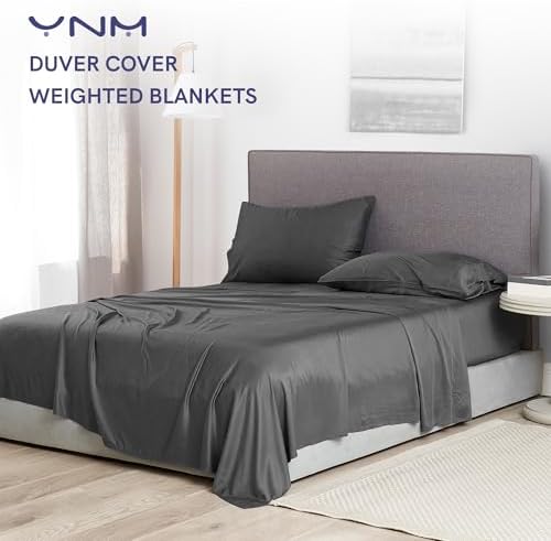 YnM Exclusive Cooling Duvet Cover for Weighted Blankets with 16 Strings (Dark Grey, 48"x72") - Image 2