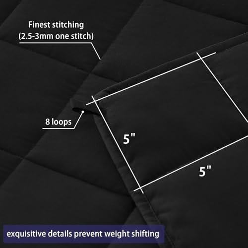 yescool Weighted Blanket for Adults (20 lbs, 88” x 104”, Black) Cooling Heavy Blanket for Sleeping Perfect for 190-210 lbs, Queen Size Breathable Blanket with Premium Glass Bead, Machine Washable - Image 6