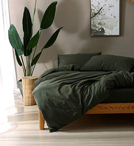 F.Y.Dreams 100% Washed Cotton Duvet Cover for Weighted Blanket 60x80 inches with 16 Ties, Zipper on Long Side/Forrest Green/Just Duvet Cover - Image 5