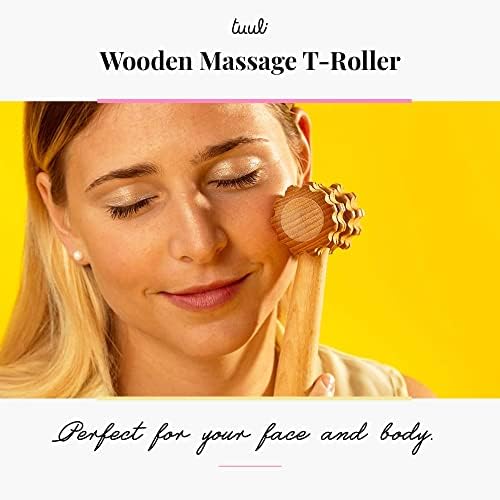 tuuli Accessories - T-Shape Massage Roller, Body and Face Roller, Multi-Functional Facial Massager, Helps Ease Muscle Tension and Supports Skin Health, Wooden Roller Massager Tool - Image 3