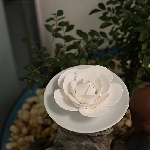 Passive Diffuser for Essential Oil-Ceramic Diffuser Non Electric Oil Diffusers for Small Mini Room, Desk Decorative, Bathroom (White Camellia) - Image 3