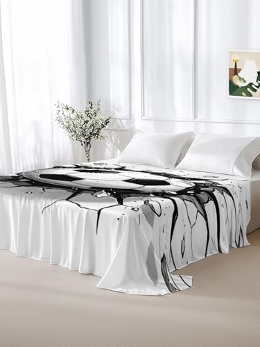 Twin Flat Sheet 3D Sports Flat Sheets Only Soft Breathable Microfiber Bedding Top Sheets Luxury Hotel Quality Soccer Break Through Wall Twin Bed Sheet for All Season Bedroom Dorm Home Decor - Image 6