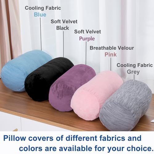 1 MIDDLE ONE Bolster Pillow with Removable Velvet Cover, Round Cylinder Neck Roll Pillow for Head, Back, Leg Support, Decorative Bed and Couch Pillow 16 x 6 Inches (Purple) - Image 5