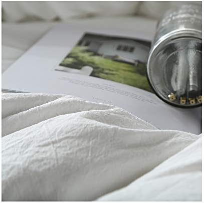 F.Y.Dreams 100% Washed Cotton Duvet Cover for Weighted Blanket 80x87 inches with 16 Ties, Zipper on Long Side/White/Just Duvet Cover - Image 3