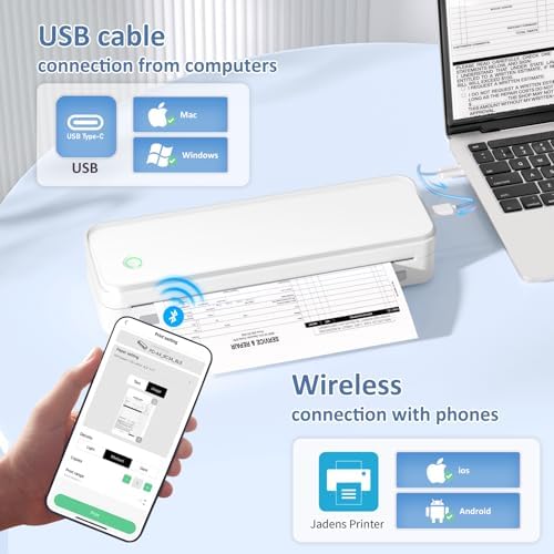 Gloryang Inkless Portable Printer for Travel, Wireless Thermal Printer Supports 8.5 x 11 Inch US Letter Size, Bluetooth Machine Includes Carry Case and 3 Rolls of Thermal Paper Kit, White - Image 3
