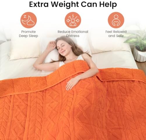 Drewin Weighted Blanket Queen Size 15lbs for Adults,Orange,60 x 80 inches - Image 2