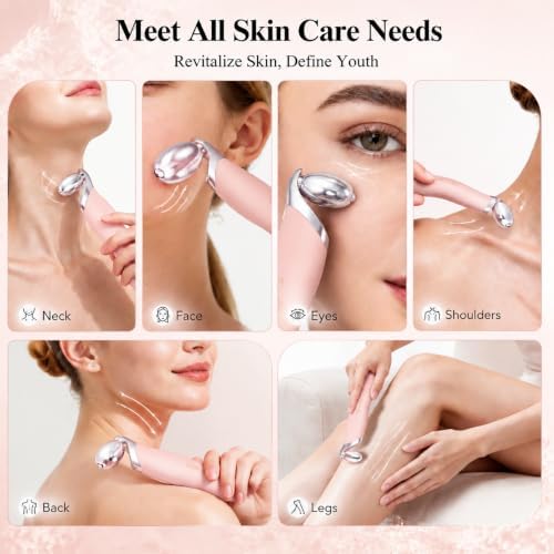 Ice Roller for Face & Eyes, Cooling Facial Roller with Blackhead Remover & 2 Silicone Brushes, Stainless Steel Face Roller for Puffiness, Pores & Deep Cleansing (Pink) - Image 5
