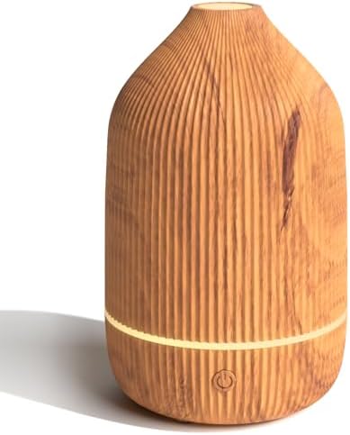Essential Oil Diffuser, 100ml Aromatherapy Diffuser, Mini Ultrasonic Diffuser for Essential Oil, Home, Office, Cool Mist Humidifier with 7 Led Light, Auto Shut-Off, Wood Grain by Salubrito