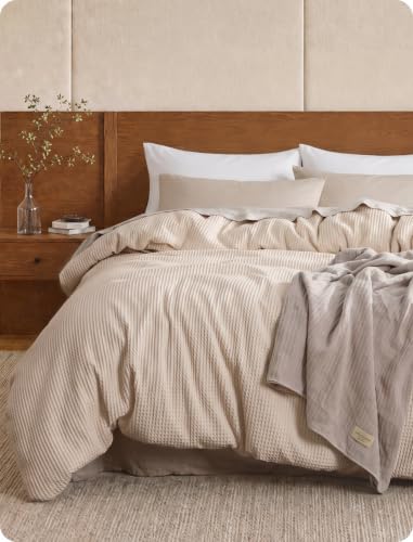 Bedsure PureWoven Cotton Waffle Weave Duvet Cover, Beige, Duvet Cover Only by Unknown