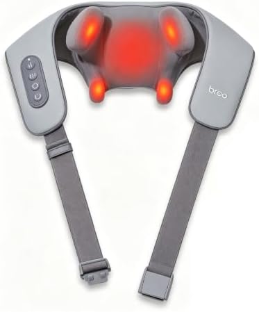 Breo N5mini Neck and Shoulder Massager with Heat,5D Shiatsu Kneading,Grey by breo