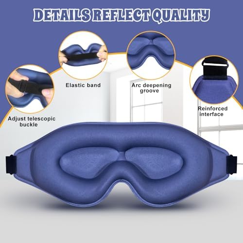 3D Advanced Eye Mask for Sleeping，Ultra Delicate Soft Skin Friendly Eye mask，100% Blackout Sleep Eye Mask for Sleep, Eyelash Extension Sleep mask - Image 5
