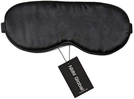 100% Mulberry Silk Sleep Mask Blackout, Cute Natural Sleeping Mask with Adjustable Elastic Strap, Satin Eye Cover for Men Women Adults (Black) by NMMGlobal