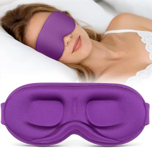 Vynix® Sleep Mask for Women Men - 100% Blackout Eye Masks for Sleep - 3D Soft Sleeping Mask for Side Sleepers - Zero Pressure Lash Extensions Eye Cover Shade for Airplane Travel Essentials, Purple by Vynix