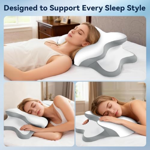 Sleep Apnea Pillow with Neck Pain & Snoring Relief -Orthopedic Cervical Pillow,Ergonomic Contour Memory Foam Pillow for Side, Back,Stomach,Dreamers,Medium Firm (White, Queen Size) - Image 5