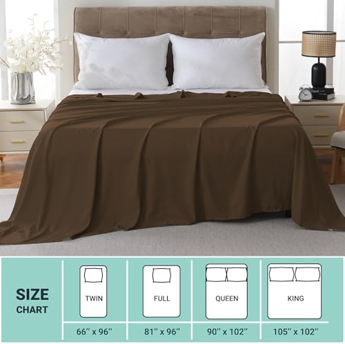 ZPECC Full Flat Sheet Only 6 Pack, Durable Brown Top Bed Sheets Hypoallergenic Soft Brushed Microfiber Color-Coded Label, 81"x96" - Image 5