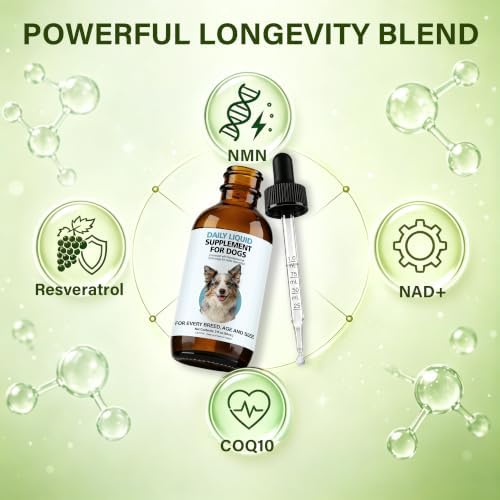 Longevity Supplement for Dogs, Senior Dog Supplements with NMN, NAD+, CoQ10 & Resveratrol - Nanoliposomal Liquid Drops for Joint Support, Heart Health & Healthy Aging - 60ml - Image 2
