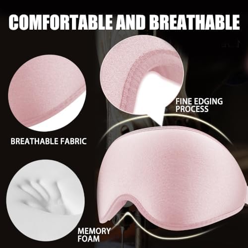 Sleep Mask for Side Sleeper Women Men, 100% Light-Blocking Eye Mask for Deeper Sleep, Zero Eye Pressure, Soft Breathable Adjustable Elastic Strap Perfect for Travel and Insomnia - Image 3