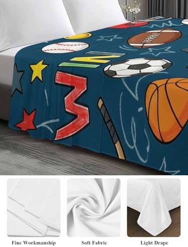 King Flat Sheet Sports Balls Flat Sheets Only Soft Breathable Microfiber Bedding Top Sheets Luxury Hotel Quality Basketball Football Baseball Rugby Ice Hockey King Bed Sheet for Bedroom Dorm Decor - Image 5
