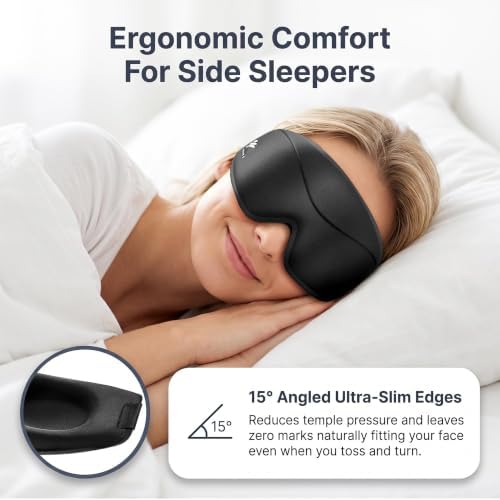 Sleep Mask for Men Women: 100% Blackout 3D Eye Mask for Sleeping Black - Image 4