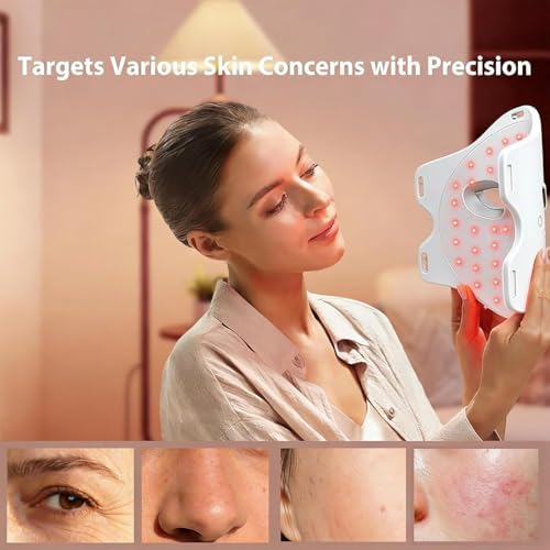 Red Light Therapy for Face, 4 Modes LED Light Therapy Mask with 850nm NIR Infrared Red & Blue Light, Rechargeable Portable Facial Skincare Device with Timer for Home Use, Lightweight for Women & Men - Image 4