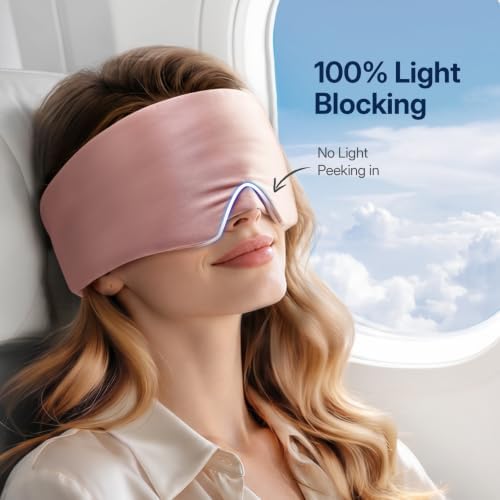 LitBear Sleep Mask for Women Men, Reversible Silk and Cooling Fabric, Pink - Image 4