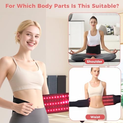 Red Light Therapy for Body, Infrared Red Lights Belt 660nm & 850nm Infra LEDs Light for Body Back Knee Hands Waist Relax, Birthday Christmas Gift for Women Men Mom Father Lover 21.45*7.09 Inch - Image 3