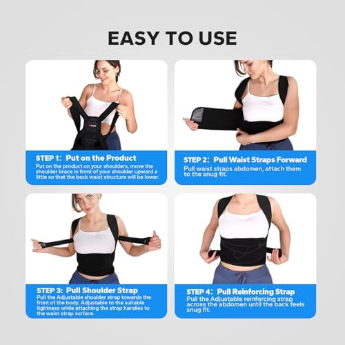 Posture Corrector for Men and Women, Upper Back Support Brace with Adjustable Shoulder Straps for Comfortable Posture Training – Invisible Under Clothing (Large 35.4-41.3‘’) - Image 5