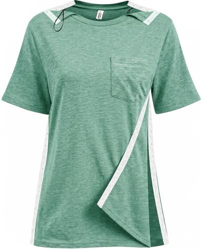 Women Shoulder Surgery Shirts for Women Tear Away Post Surgery Shirt for Men Full Snap Access Recovery Clothing by UCOVERIT