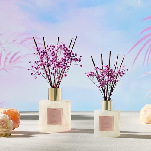 COCORRÍNA Reed Diffuser - Cherry Blossom 17 Fl.oz Reed Diffuser with 8 Sticks Scented Diffuser with Preserved Flowers for Bathroom Home Decor - Image 4
