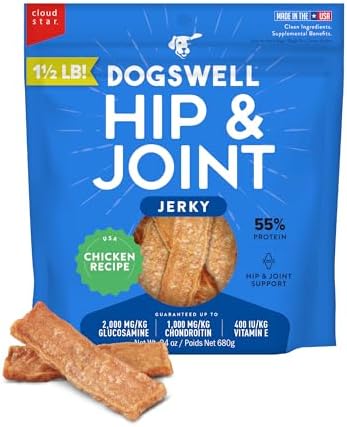 DOGSWELL Hip & Joint Jerky Dog Treats, Chicken Breast, 24 oz. Pouch by Dogswell