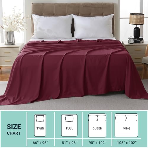 ZPECC Bulk Flat Sheets Only Queen Size 6 Pack, Easy Sort Top Bed Sheet by Color-Coded Label, Soft Durable Brushed Microfiber Fabric Hotel Airb&bs Essentials for Hosts, 90"x102", Burgundy - Image 5