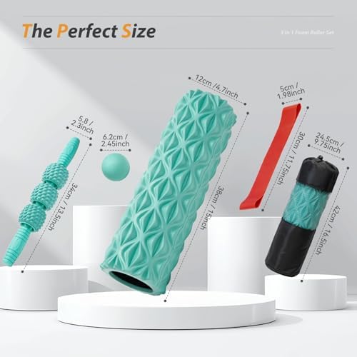 5 in1 Foam Roller Set High Density 15" Foam Roller for Muscle Recovery - Image 2
