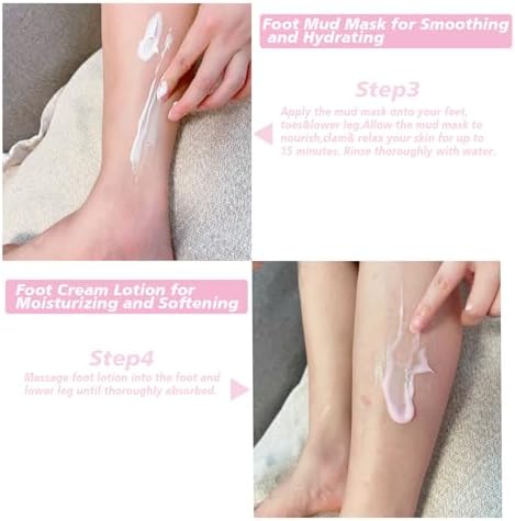 Rose Jelly Pedicure Kit Foot Soak Set - Foot Spa Soak Salt Scrub Intensive Softening Exfoliating Moisturizing, Mud Mask, Urea Cream Lotion for Women and Men, Spa Gift for Pedicure - Image 3