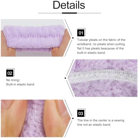 WHAVEL 6PCS Spa Headband and Wristbands Set, Face Wash Headband Wrist Bands for Washing Face Makeup Skincare Hair Band Skin Care Accessories Tools - Image 6