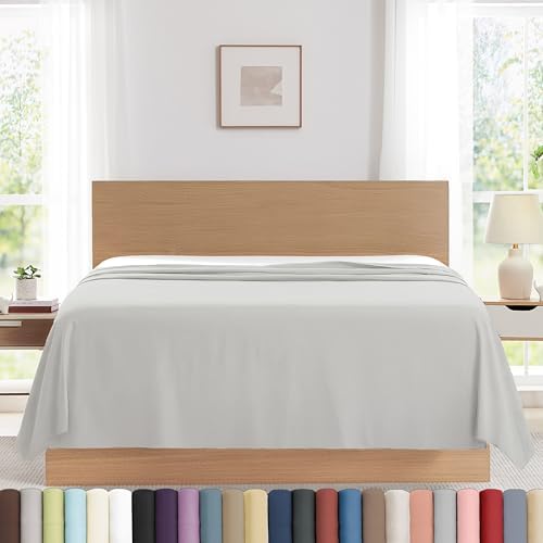 Microfiber King Flat Sheet Only Oversized King Size Top Sheet Light Grey by SouthshoreFineLivingInc