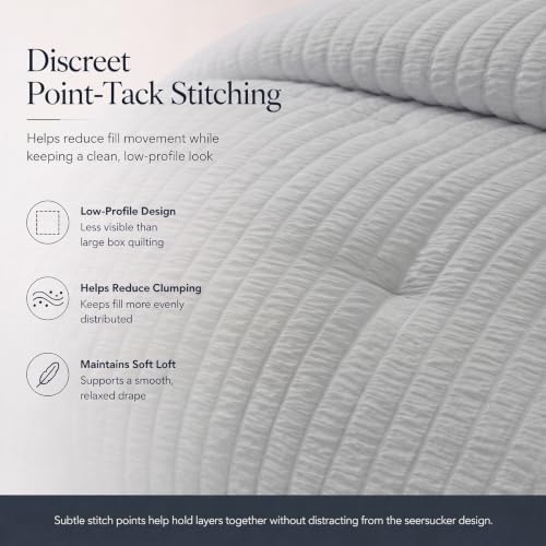 CozyLux Oversized Queen Seersucker Comforter Set, Light Grey, 98 x 98 in - Image 4