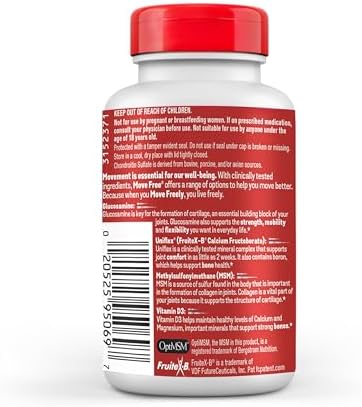 Move Free Advanced Glucosamine Chondroitin MSM + Vitamin D3 Joint Support Supplement, Supports Mobility Comfort Strength Flexibility & Bone + Immune Health - Tablet, 3x120ct Bottles (120 servings)* - Image 4