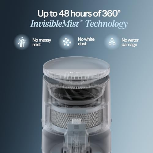 BLUEAIR Room Humidifier - DreamWell - 48Hr Top-Fill Mist-Free InvisibleMist Technology Aroma Stone for Essential Oils and Soothing Mood Lighting - Quiet Operation for Bedroom and Home Use, Grey - Image 4
