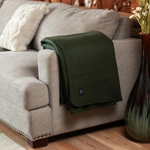 Arcturus Tahoe Wool Bed Blanket | Soft, Breathable Wool Blanket for Year-Round Comfort - King Size (90"x 108") | Thick & Washable (Olive Green) - Image 6
