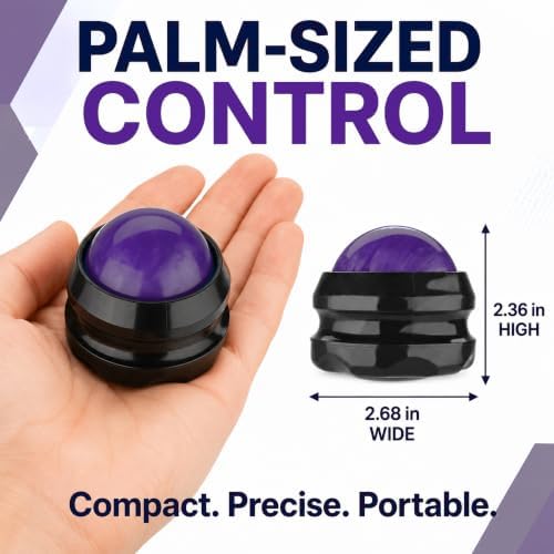 Manual Massage Ball Roller for Forearm & Muscle Pain Relief - Purple Handheld Self Massage Tool for Essential Oils & Lotion - Image 5