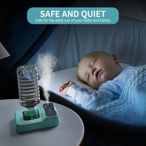 Travel Humidifier, Portable Small Humidifier for Plants, Bedroom, Office, Hotel or Car, Battery Operated Mini Cool Mist Humidifiers, Quiet 23dB, Auto-off, Night Light & BPA-Free, Green - Image 6