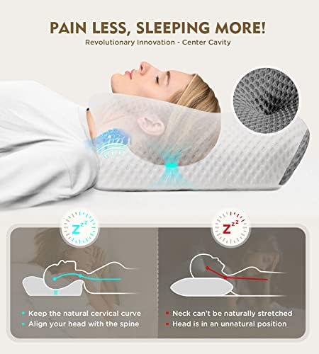 Osteo Cervical Pillow for Neck Pain Relief, Hollow Design Odorless Memory Foam Pillows with Cooling Case, Adjustable Orthopedic Bed Pillow for Sleeping, Support for Side Back Sleepers - Image 2
