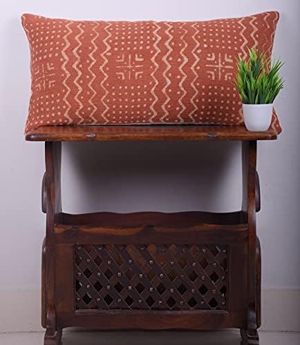 Trade Star 100% Cotton Throw Pillow Cover Handwoven Oblong Pillow Case Indian Cushion Cover Boho Luxury Living Room Decor Ethnic Rectangle Spring Pillow Case (Rust ALMA 12X24 INCHES) - Image 2