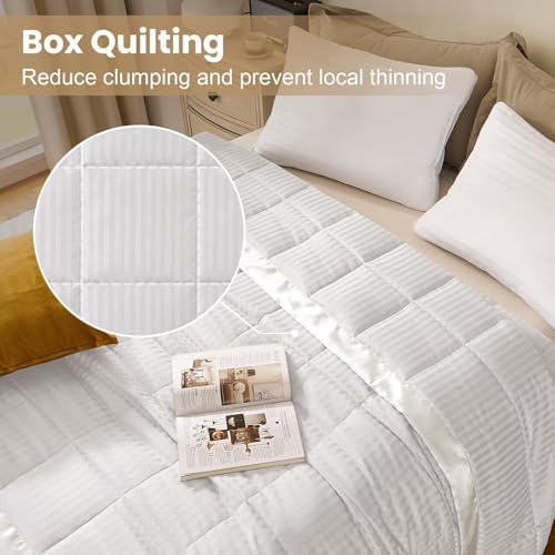 downluxe King Size Blanket with Satin Trim, Lightweight Down Alternative King Blanket for All Season, Machine Washable (Ivory, 90x108 Inch) - Image 2