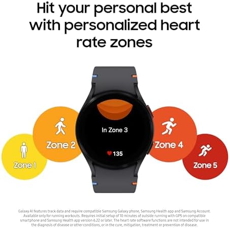 SAMSUNG Galaxy Watch FE 40mm GPS, AI Smartwatch w/Fitness Tracking, BIA Sensor, Personalized HR Zones, Heart Rate Tracker, Sleep Monitor, 2024, Black (US Version) (Renewed) - Image 4