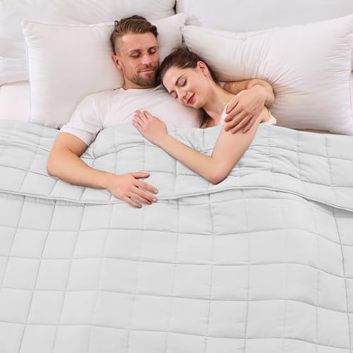 yescool Weighted Blanket for Adults (30 lbs, 88” x 104”, White) Cooling Heavy Blanket for Sleeping Perfect for 290-310 lbs, King Size Breathable Blanket with Premium Glass Bead by yescool
