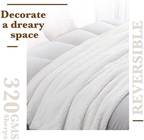 LBRO2M Sherpa Fleece Bed Blanket Super Soft Plush Warm Throw Queen 90"X90" - Image 5