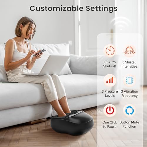 COMFIER Shiatsu Foot Massager with Heat,Feet Massager Machine for Plantar Fasciitis Neuropathy, Gifts for Him/Her, Remote Control,Pause Function,UP to Men Size 13, Foot Massage - Image 6